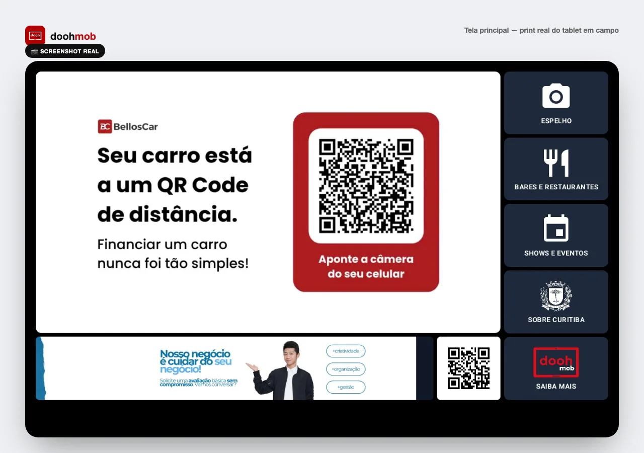 Tela principal: vídeo e banner